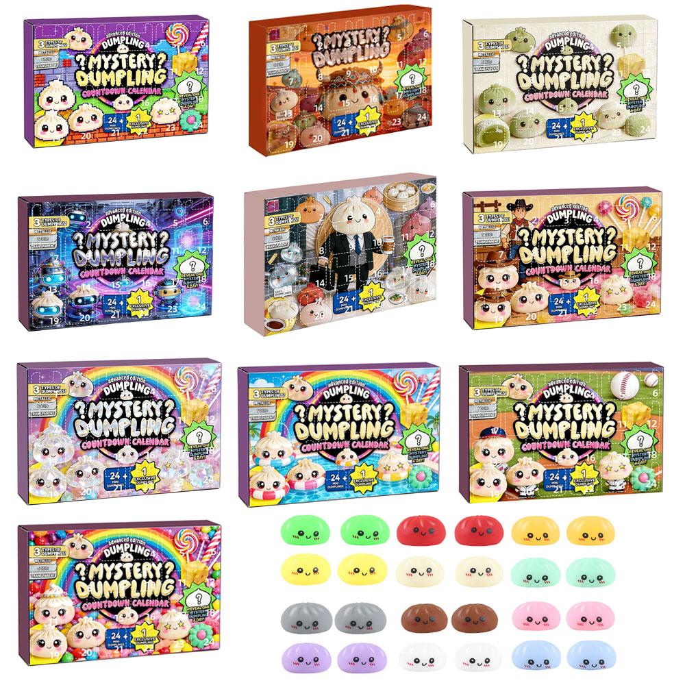 Mystery Box Blind Bag - กล่องสุ่มเซอร์ไพรส์ตุ๊กตาบีบคลายเครียด 24 วัน ปฏิทินนับถอยหลัง ของเล่นบีบแก้เครียด ชุดของขวัญสำหรับเด็ก